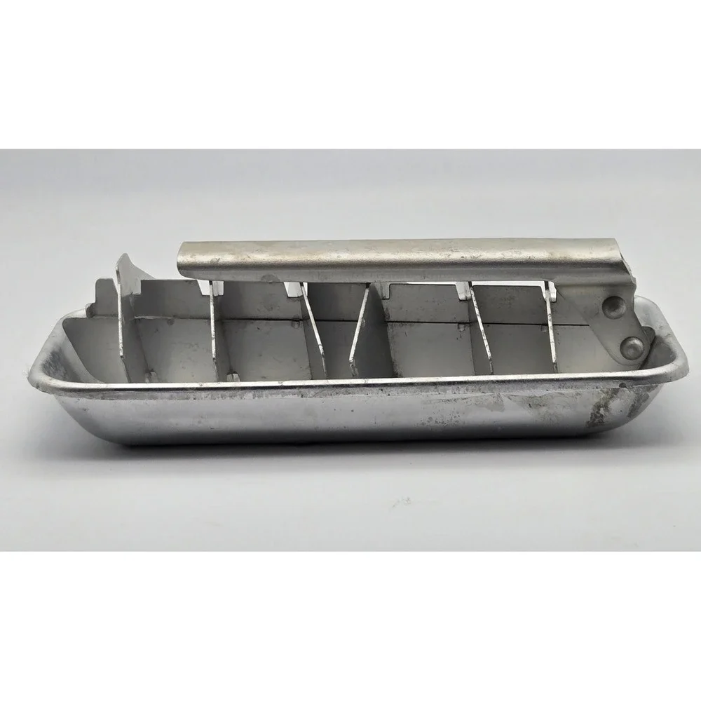 Vintage Ice Cube Tray Lever Release MCM‎ Aluminum Silver Barware 1950